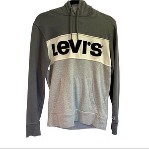 💥LEVI’S Gray logo drawstring pull over hoodie size small